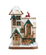 NEW - Ginger Cottages Wooden Ornament - Reindeer Games